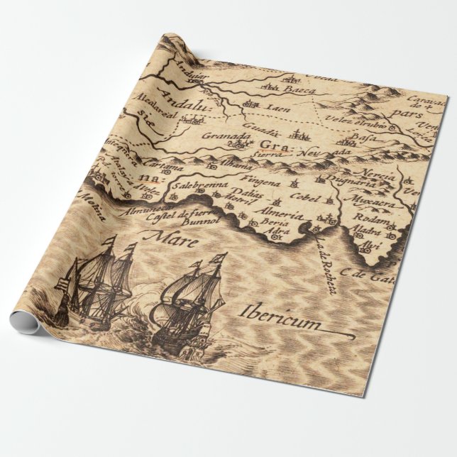 Papier Cadeau Ancien Motif de cartes (Déroulé)