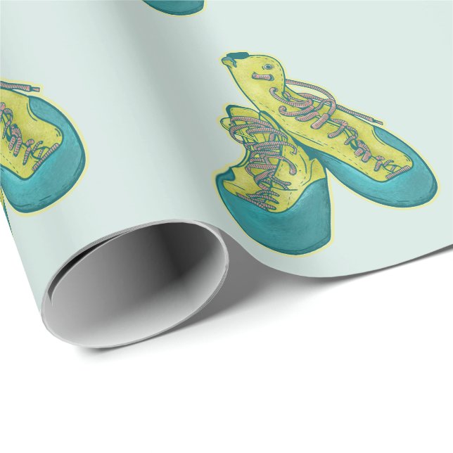 Papier Cadeau Ancienne escalade chaussures rock escalade (Coin rond)
