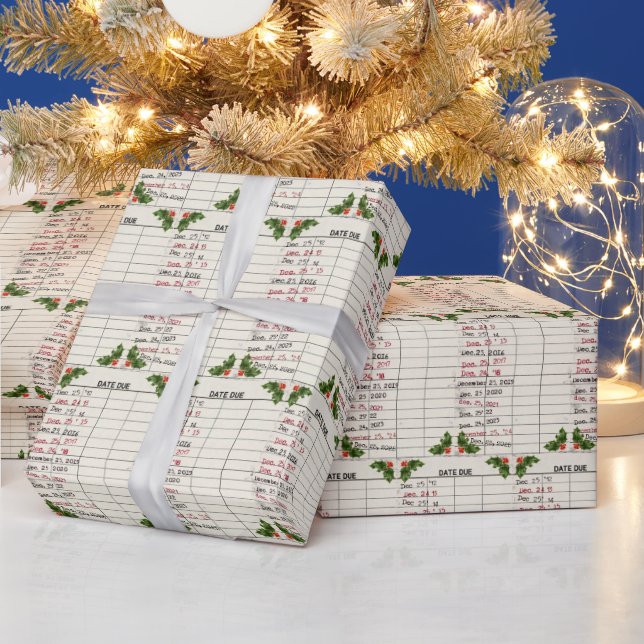 Papier Cadeau Anciennes Cartes De Bibliothèque Pour Noël 2025 (Vacances)