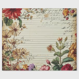 Papier Cadeau Anciennes lettres de fleurs de journal de junk