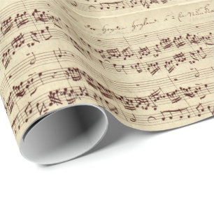 Papier Cadeau Anciennes Notes de Musique - Partition de Bach