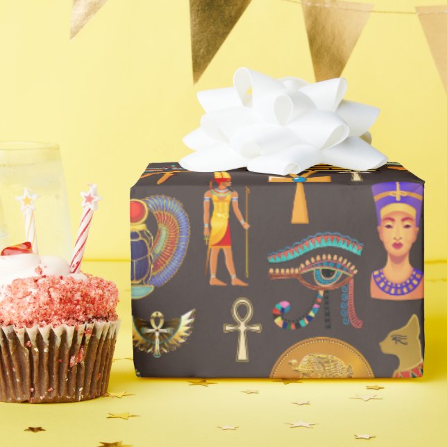 Papier Cadeau Ancient Egyptian Hieroglyphic Pattern Symbol    (Fête d'anniversaire)