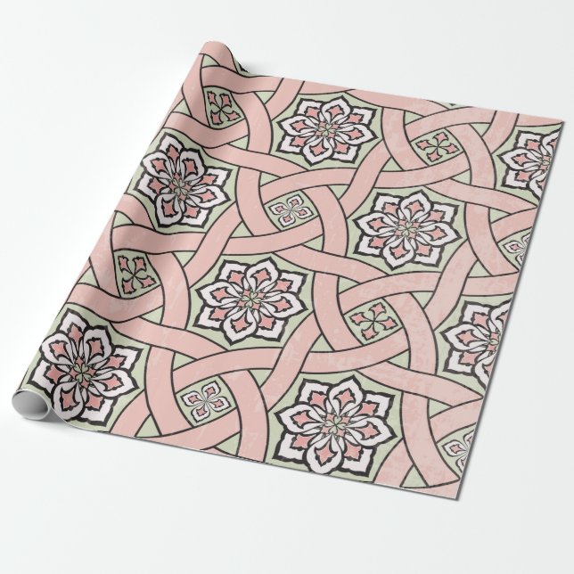 Papier Cadeau Ancient tile ornamental background,seamless patter (Déroulé)