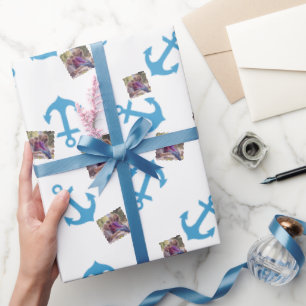 Papier Cadeau Ancre bleue et image photo
