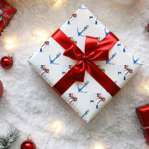Papier Cadeau Ancre de Noël et anneau de sauvetage nautique