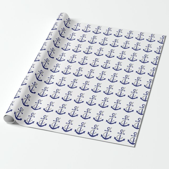 Papier Cadeau Ancre et corde nautiques (Déroulé)