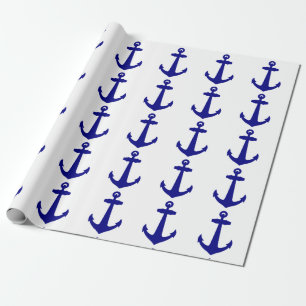 Papier Cadeau Ancre Navy Blue On White Coastal Decor