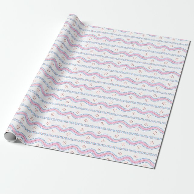 Papier Cadeau Andrew Stripe rose et bleu (Déroulé)