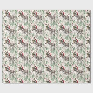 Papier Cadeau Âne de Noël aquarelle festive