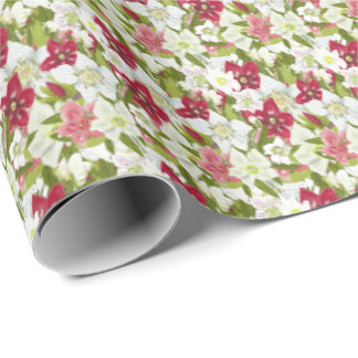 Papier Cadeau Anémones de Noël-Hellébores Peintes Florales