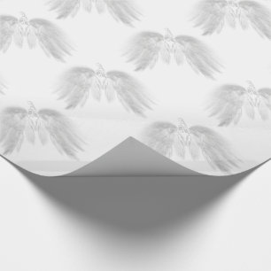 Papier Cadeau ANGE AILES Blanc Céleste Holly Monogramme