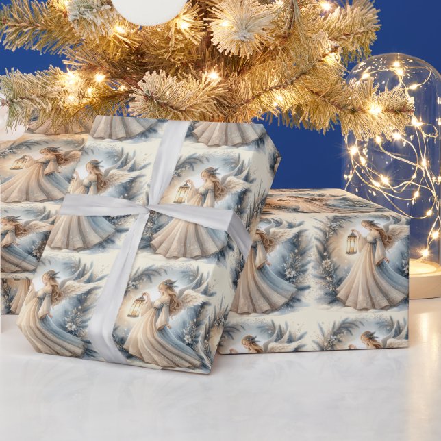 Papier Cadeau Ange céleste d'hiver Lanterne de paix (Vacances)