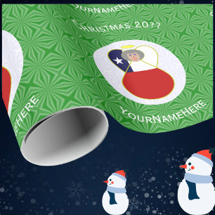 Papier Cadeau Ange chilien Noël Abuela Drapeau personnalisé