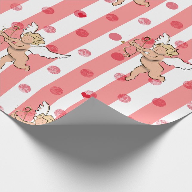 Papier Cadeau ange cupidon de la Saint-Valentin rose_large (Coin)