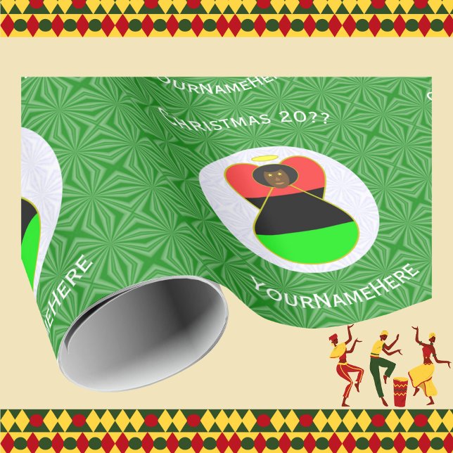 Papier Cadeau Ange de Noël afro-américain Personnalisé (Créateur téléchargé)