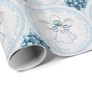 Papier Cadeau Ange de Noël de la Foi Bleue et Filigree d'or