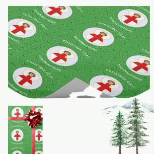 Papier Cadeau Ange de Noël drapeau anglais personnalisé 