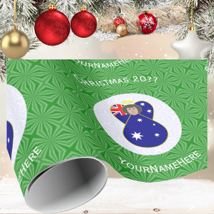 Papier Cadeau Ange de Noël personnalisé avec drapeau australien