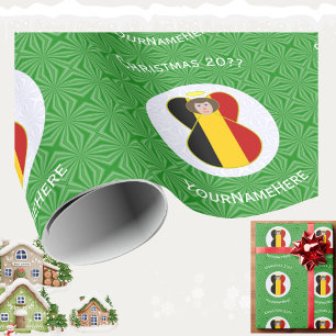 Papier Cadeau Ange du drapeau belge Noël Personnalisé