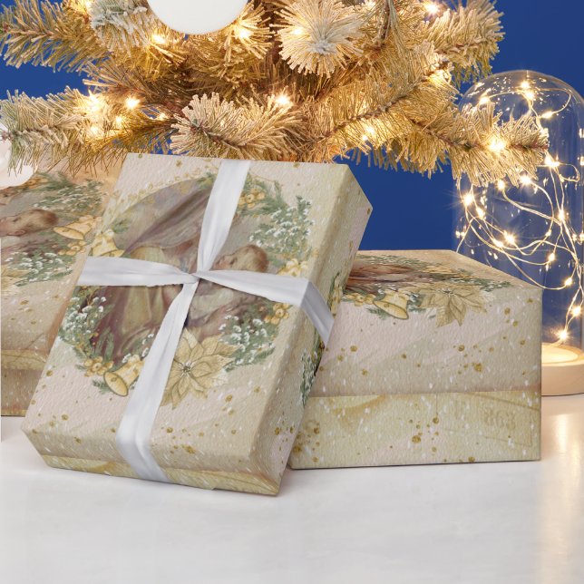 Papier Cadeau Ange Noël Mère et enfant (Vacances)