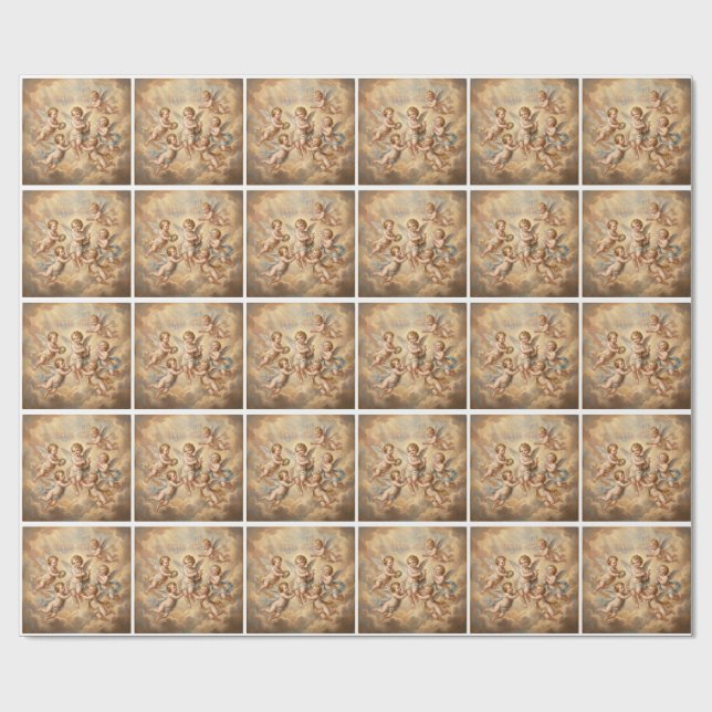 Papier Cadeau Anges chrétiens au ciel (Plat)