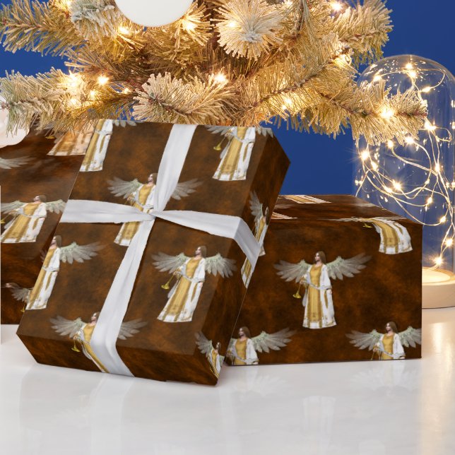 Papier Cadeau Anges de Noël d'or (Vacances)