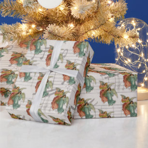 Papier Cadeau Anges de Noël - Musique Victorienne Antique Vintag