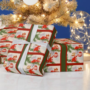 Papier Cadeau Anges décorant l'arbre de Noël