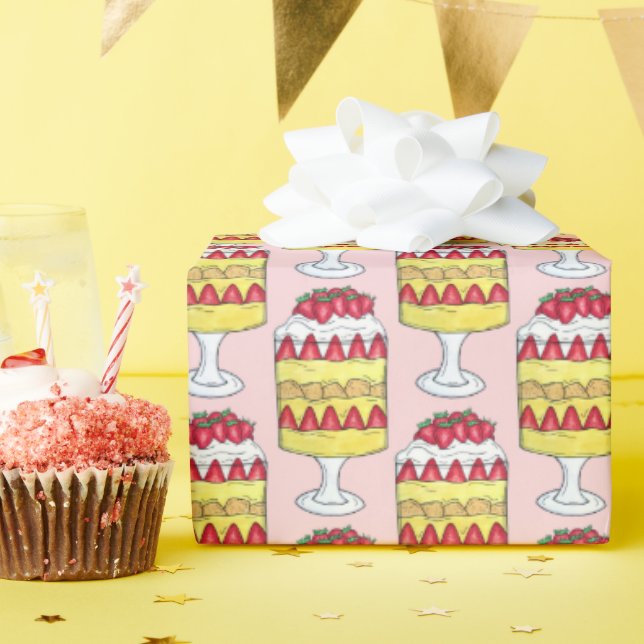 Papier Cadeau Anglais Trifle Fruit Custsert Cuisine britannique (Fête d'anniversaire)