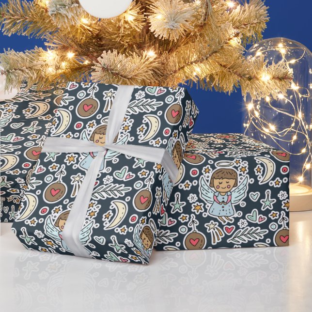 Papier Cadeau Angles En Bleu (Vacances)