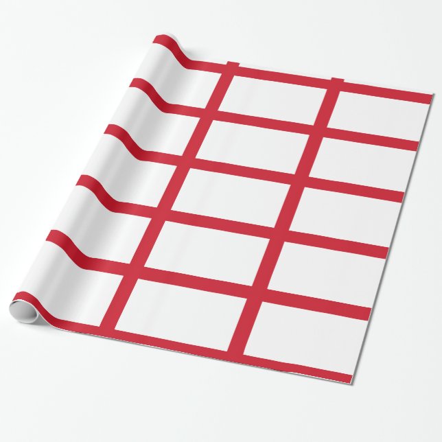 Papier Cadeau Angleterre Blanc avec lignes rouges (Déroulé)