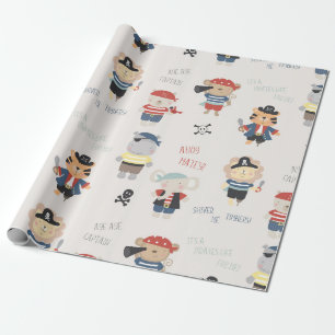 Papier Cadeau Animal Crew kids Party Pirate Wrapate Papier