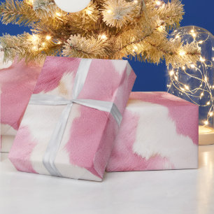 Papier Cadeau Animal de vache blanche rose