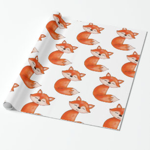 Papier Cadeau Animal mignon de région boisée de Fox   de bébé