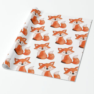Papier Cadeau Animal mignon de région boisée de Fox   de bébé