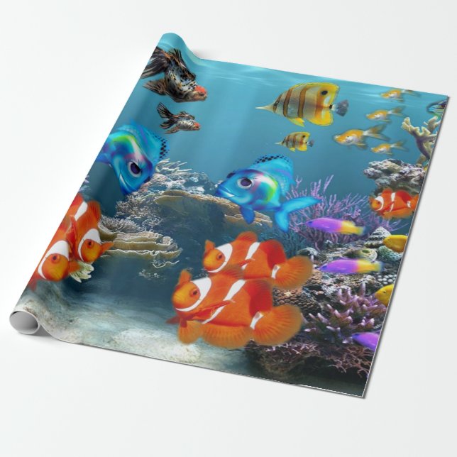 Papier Cadeau Animal sous-marin de vie marine de poissons (Déroulé)