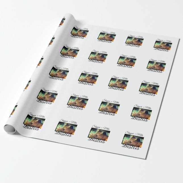 Papier Cadeau Animaux de compagnie amis besties ajouter nom anim (Déroulé)