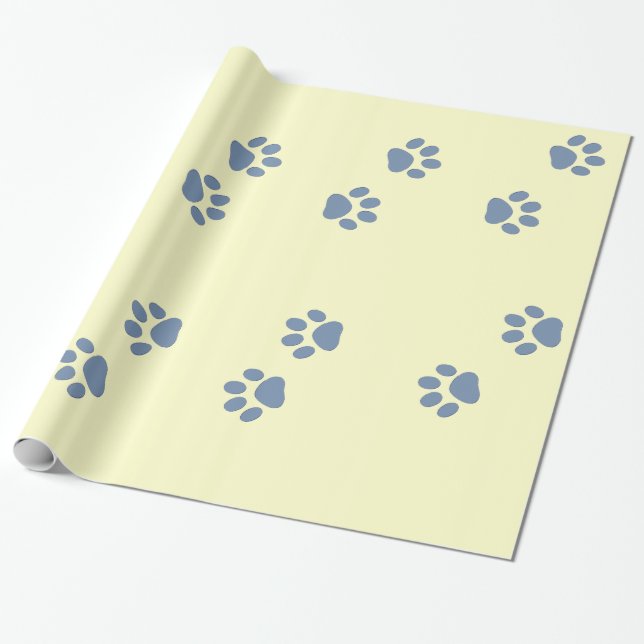 Papier Cadeau animaux de compagnie chiens chat pawprints (Déroulé)