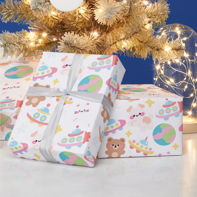 Papier Cadeau Animaux de compagnie galactiques (LIS CI-DESSOUS) (Vacances)