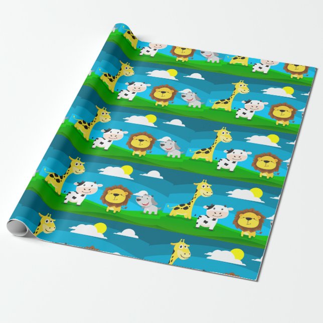 Papier Cadeau Animaux de dessin animé     (Déroulé)