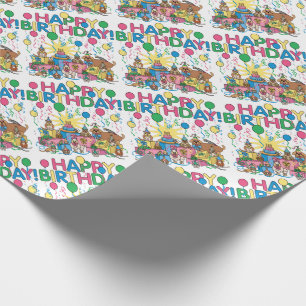 Papier Cadeau Animaux de fête d'anniversaire