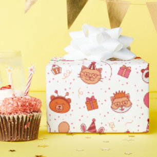 Papier cadeau animaux de fête heureux mignons