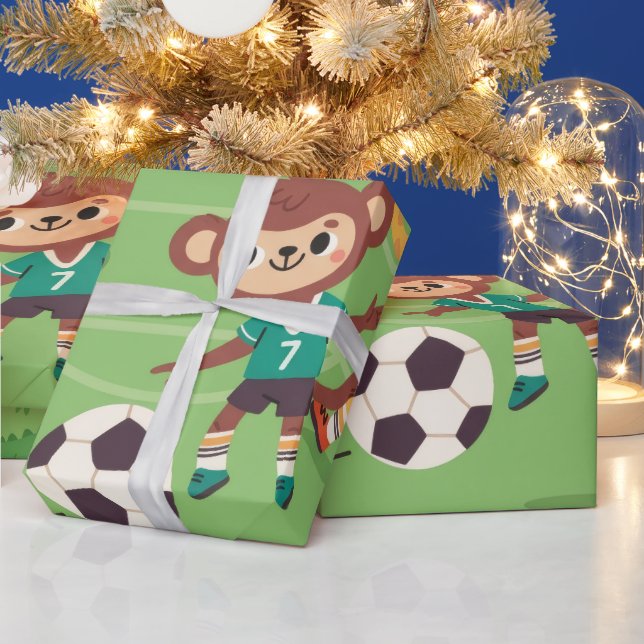 Papier Cadeau Animaux de Foot Mignons-Amusants (Vacances)