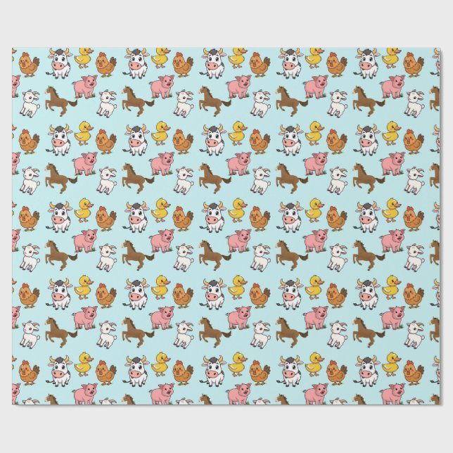 Papier Cadeau Animaux de la ferme (Plat)