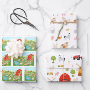 Papier cadeau Animaux de la ferme, Papier d'emball