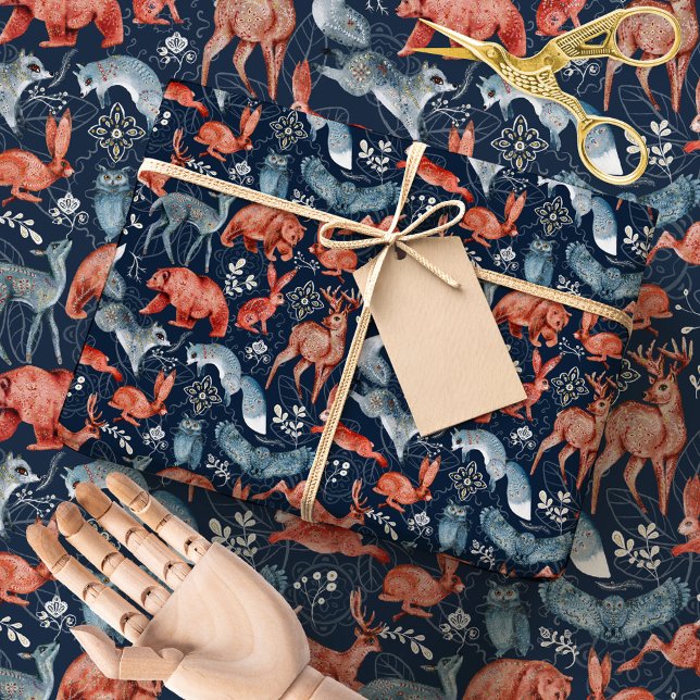 Papier cadeau animaux de la forêt scandinave (Créateur téléchargé)
