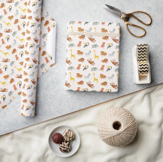 Papier Cadeau Animaux de la jungle safari (Artisanat)