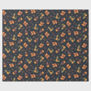 Papier Cadeau Animaux de Noël cosy