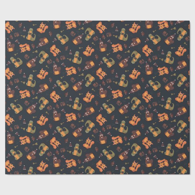 Papier Cadeau Animaux de Noël cosy (Couture)