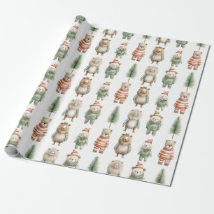Papier Cadeau Animaux de Noël festifs